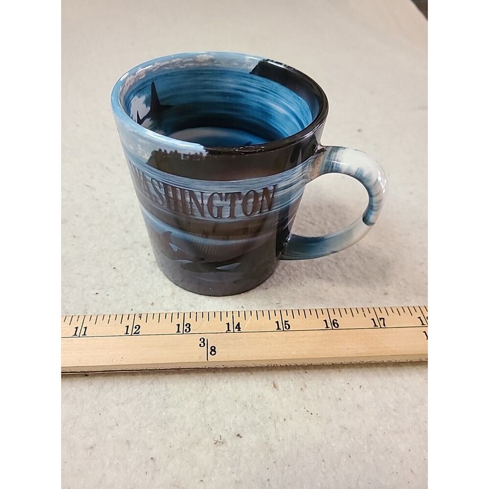Washington State Coffee Mug A Pod of Orcas Inside and Outside 4"